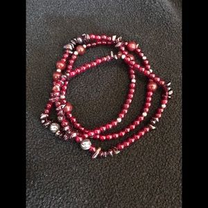 Silpada Garnet and SS stretchable bracelets